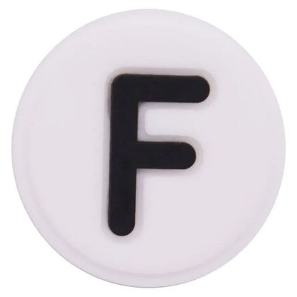 Shoe charm - A-Z  LETTERS, Round, Black on White