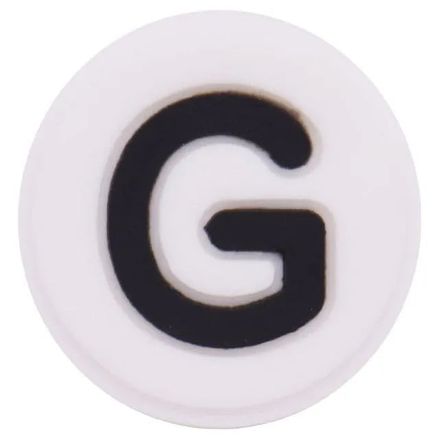 Shoe charm - A-Z  LETTERS, Round, Black on White
