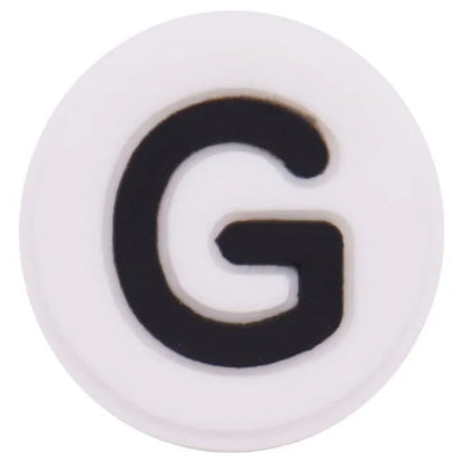 Shoe charm - A-Z  LETTERS, Round, Black on White
