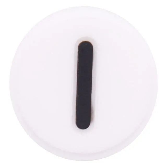 Shoe charm - A-Z  LETTERS, Round, Black on White