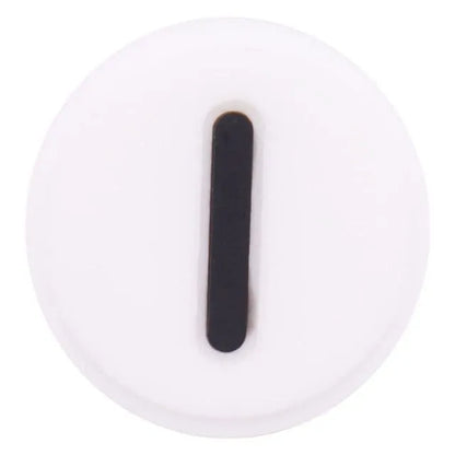 Shoe charm - A-Z  LETTERS, Round, Black on White