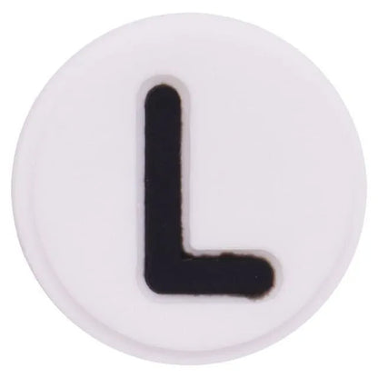 Shoe charm - A-Z  LETTERS, Round, Black on White