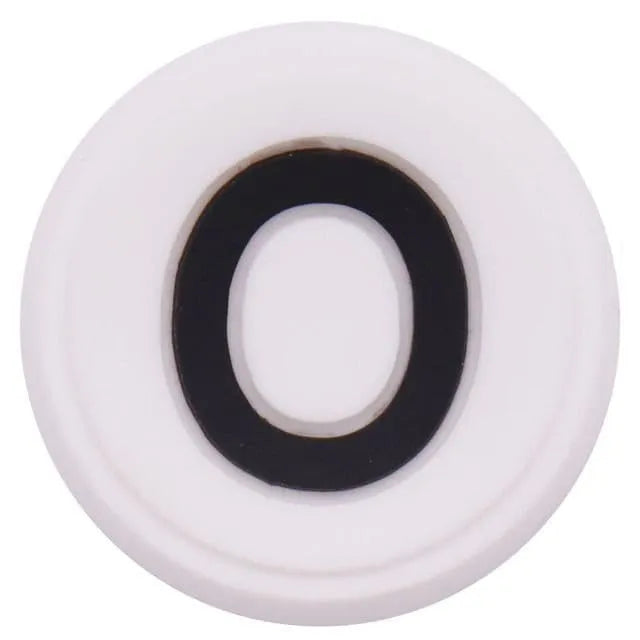 Shoe charm - A-Z  LETTERS, Round, Black on White