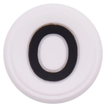 Shoe charm - A-Z  LETTERS, Round, Black on White