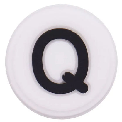 Shoe charm - A-Z  LETTERS, Round, Black on White