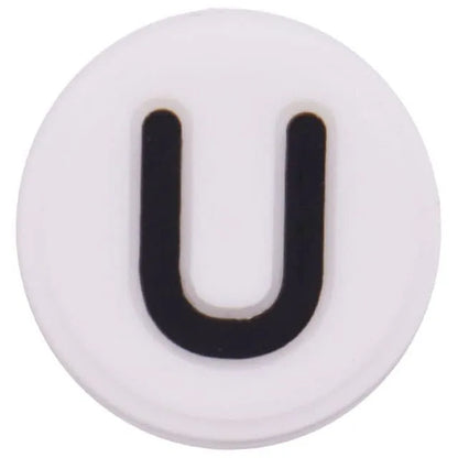 Shoe charm - A-Z  LETTERS, Round, Black on White