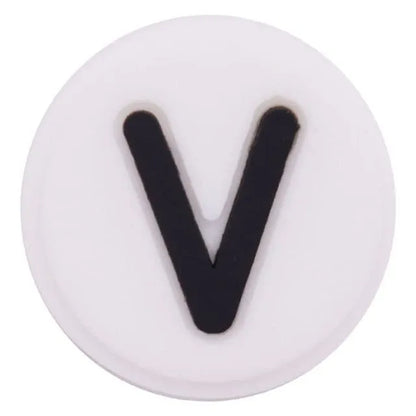 Shoe charm - A-Z  LETTERS, Round, Black on White