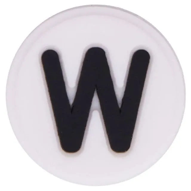 Shoe charm - A-Z  LETTERS, Round, Black on White