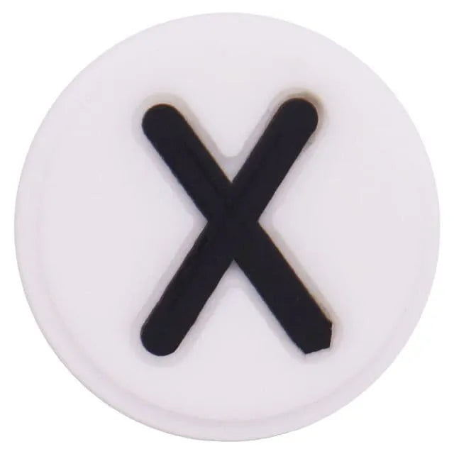 Shoe charm - A-Z  LETTERS, Round, Black on White