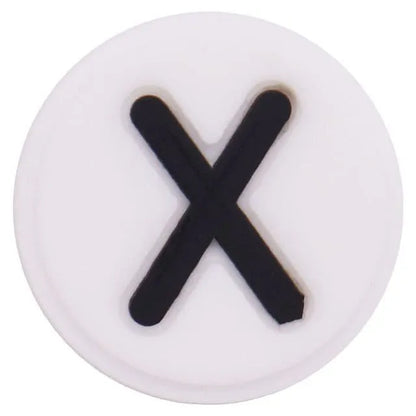 Shoe charm - A-Z  LETTERS, Round, Black on White