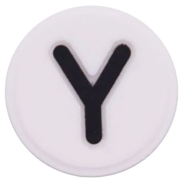 Shoe charm - A-Z  LETTERS, Round, Black on White