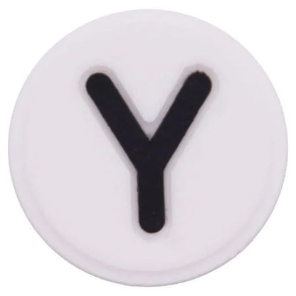Shoe charm - A-Z  LETTERS, Round, Black on White