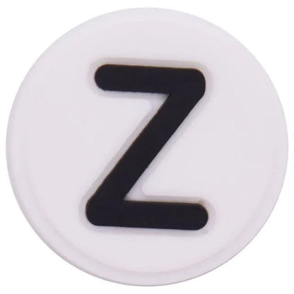 Shoe charm - A-Z  LETTERS, Round, Black on White