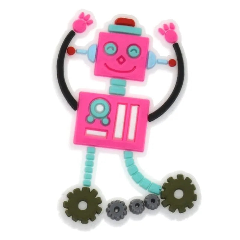 Robot Man Pink Shoe Charm