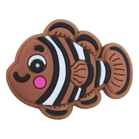 Brown Stripey Fish Shoe Charm