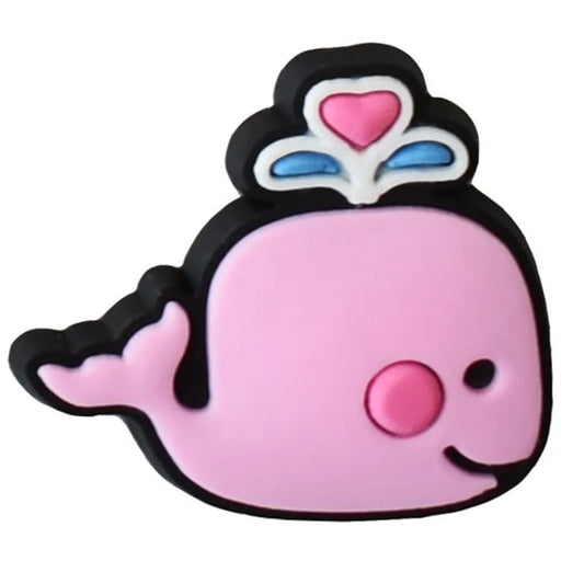 Pink Whale Blowing Shoe Charm