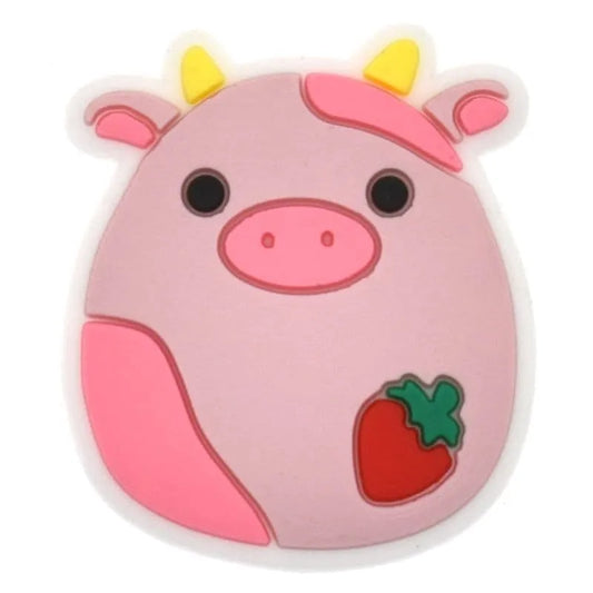Squishmallow Strawberry Cow Shoe Charm