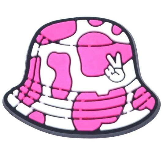 Sun Hat Pink & White Shoe Charm