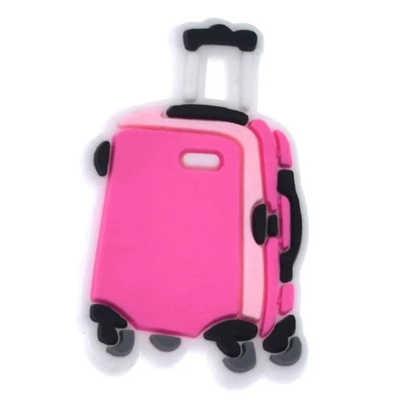 Pink Suitcase Shoe Charm
