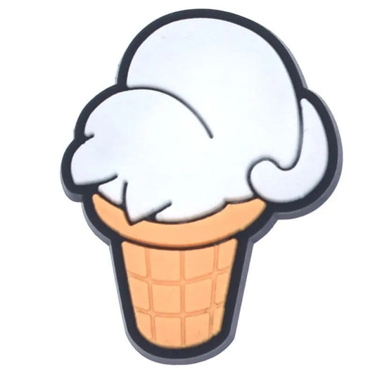 White Ice Cream Vanilla Cornet Cone Shoe Charm