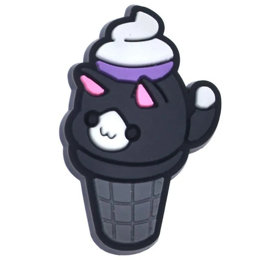 Black Ice Cream Cat Cornet Cone Shoe Charm
