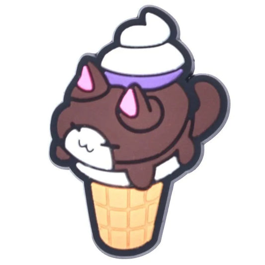 Brown Ice Cream Cat Cornet Cone Shoe Charm