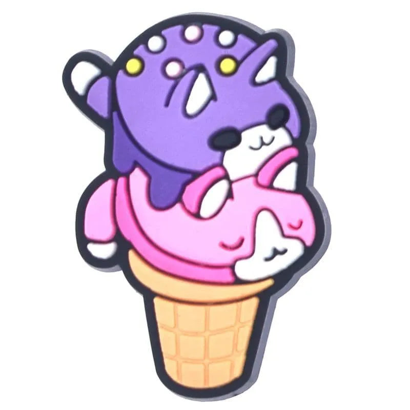 Purple Ice Cream Cat Cornet Cone Shoe Charm