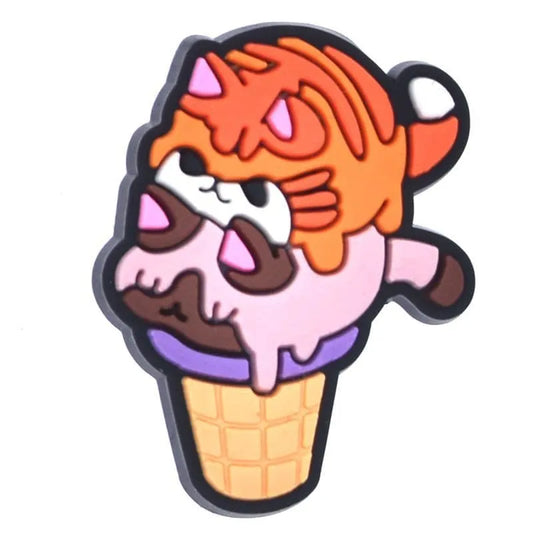 Orange Ice Cream Cat Cornet Cone Shoe Charm