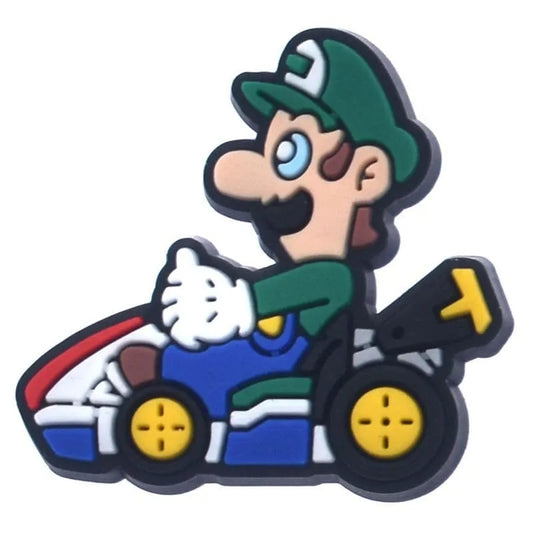 Luigi On A Go Cart Super Mario Shoe Charm