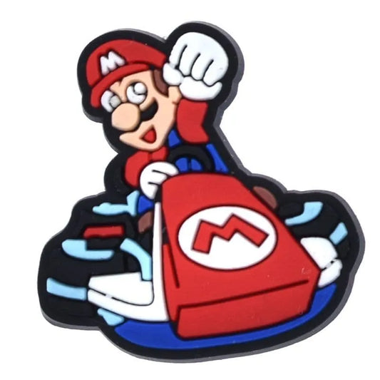 Mario Punch The Air On A Go Cart Super Mario Shoe Charm