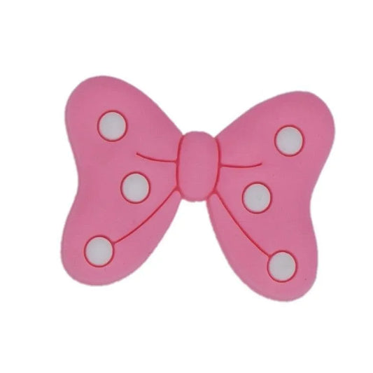 Ribbon bow pink/white spots shoe charm