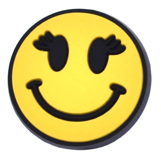 Smiley Eyelashes Yellow Emoji Shoe Charm