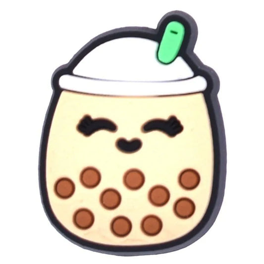 Bubble Tea Face Squishmallow Shoe Charm