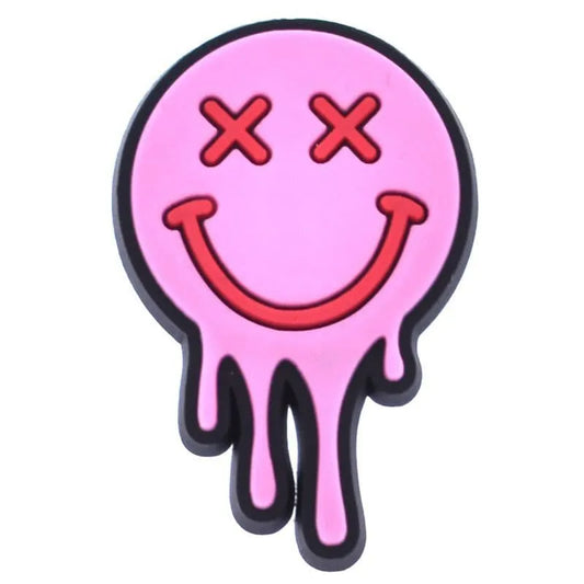 Smiley Xx Eyes Pink Melting Face Dripping Emoji Shoe Charm