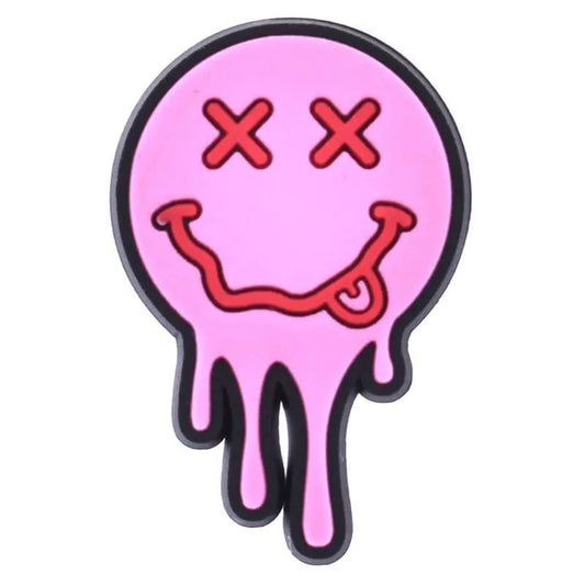 Smiley Yummy Lips Pink Melting Face Dripping Emoji Shoe Charm