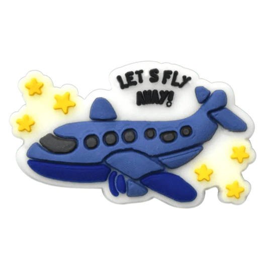 Let'S Fly Away Blue Jet Aircraft Shoe Charm