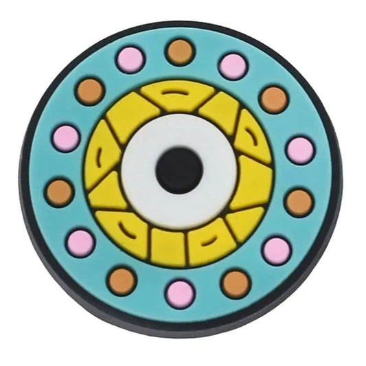 Round Aqua/Yellow Black Spot Evil Eye Shoe Charm