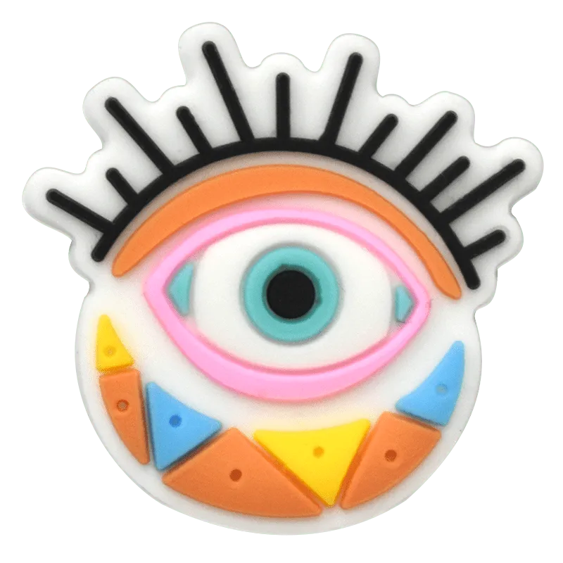 Round Orange/Agua With Eyelashes Evil Eye Shoe Charm