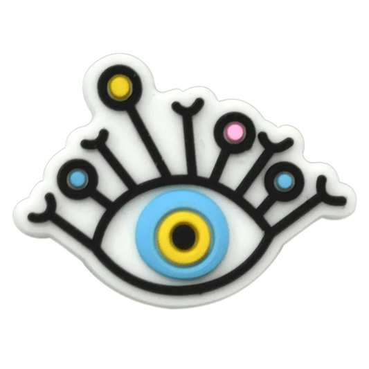 Oval Blue/Yellow With Poles Evil Eye Shoe Charm