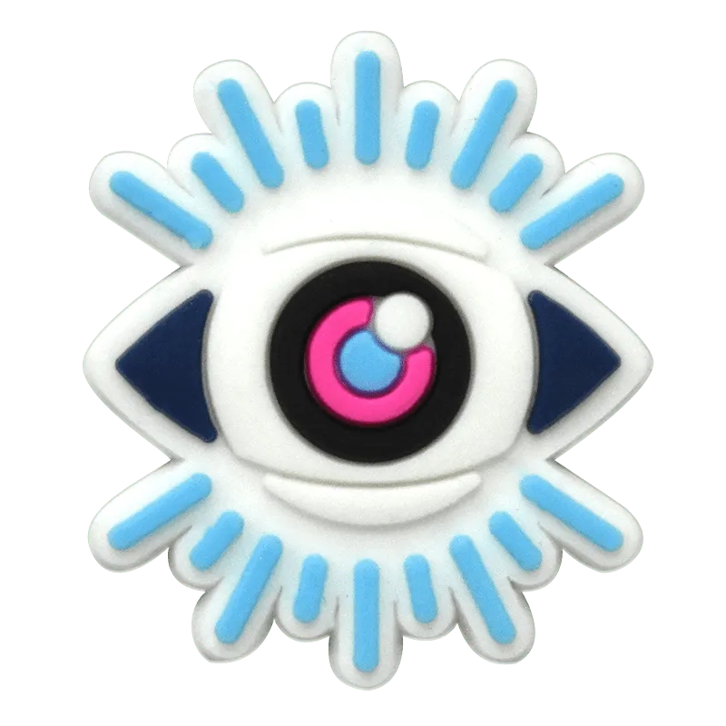 Oval Black/Pink With Lashes Evil Eye Shoe Charm