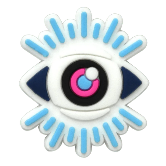 Oval Black/Pink With Lashes Evil Eye Shoe Charm