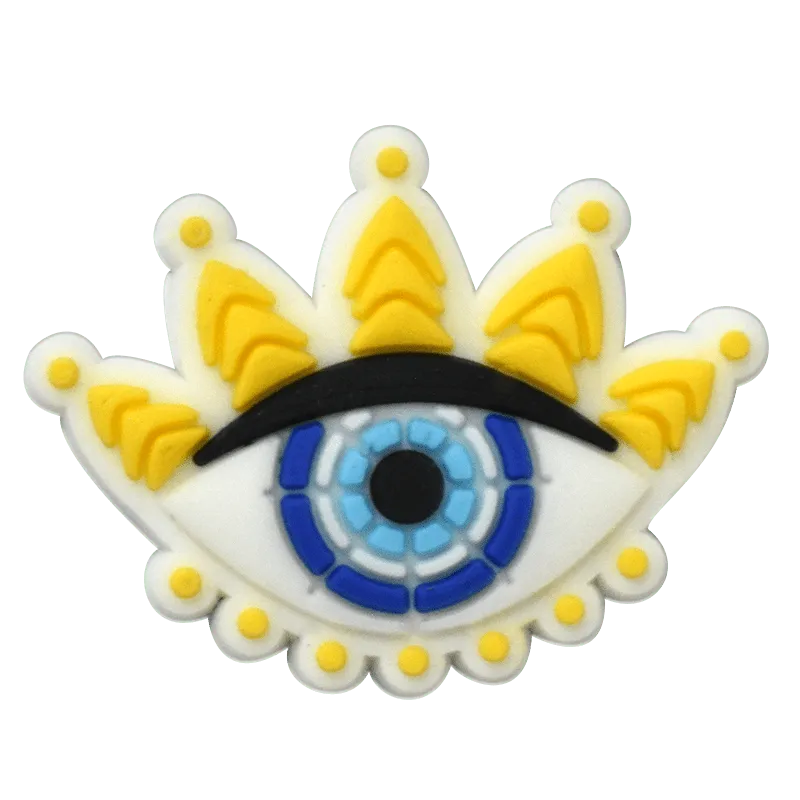 Oval Yellow/Sky Wit Hcones Evil Eye Shoe Charm