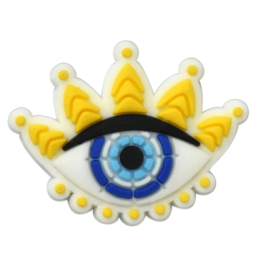 Oval Yellow/Sky Wit Hcones Evil Eye Shoe Charm