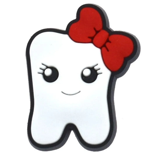 Red Roibbon Tooth At The Dentist Shoe Charm