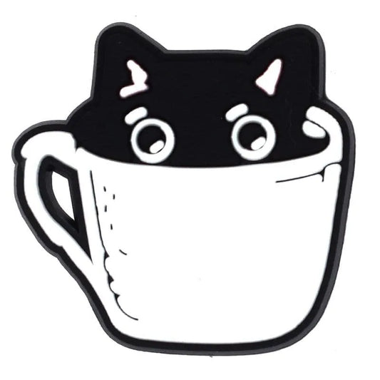 Black Cat In A Cup Shoe Charm