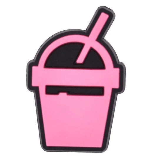Bubble Tea Takeaway Cup Pink Charm Shoe Charm