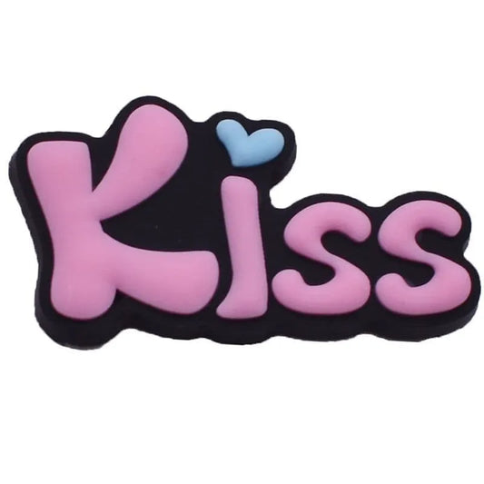 Kiss blue heart logo shoe charm