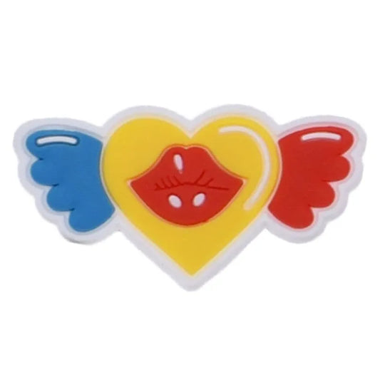 Flying Lips Heart Shoe Charm