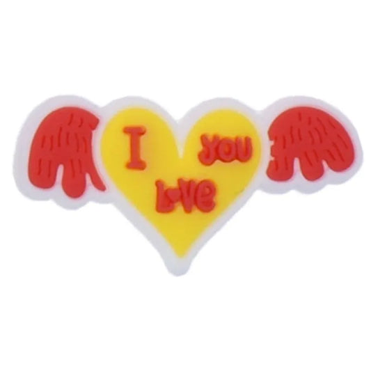 I Love You Flying Heart Shoe Charm