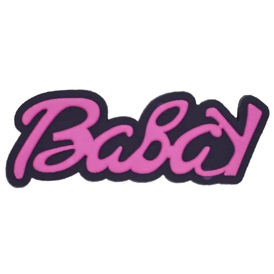 Baby Dark Pink On Black Sign Logo Shoe Charm